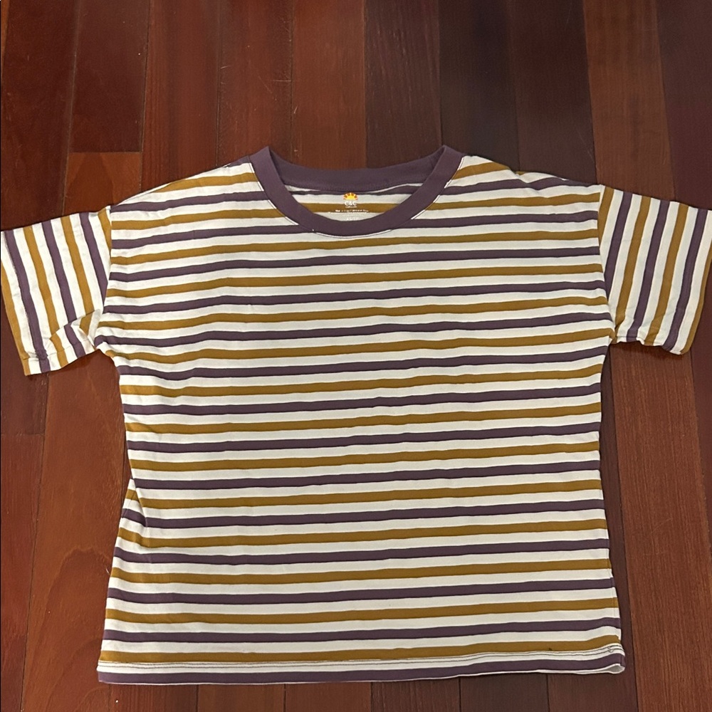 C&C California Striped Tee - Purple and Gold
